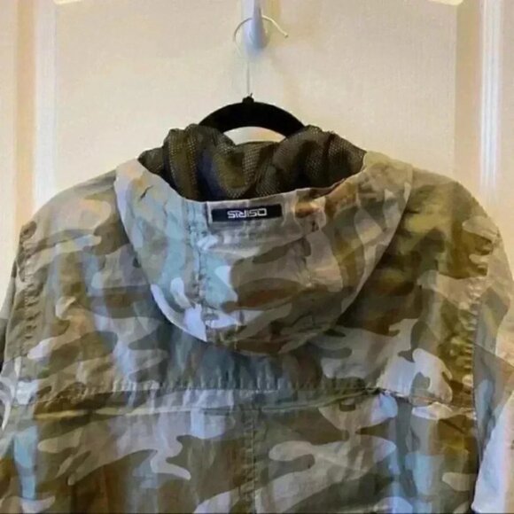 OSIRIS Mens Windbreaker Jacket Hood Lightweight Green Camo Print Size Small - Picture 6 of 16
